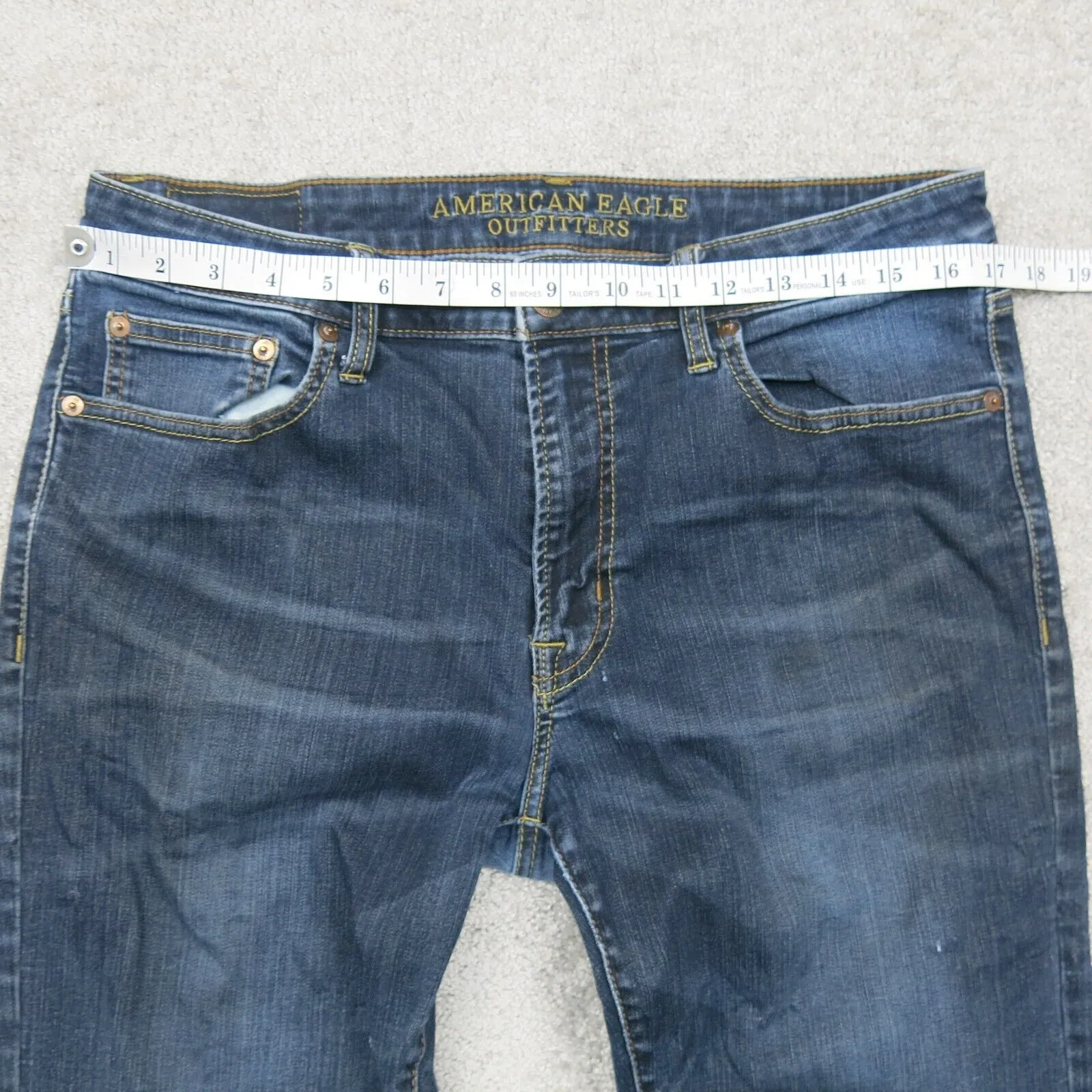 American Eagle Mens Slim Straight Jeans Extreme Flex Mid Rise Blue Size W33XL34