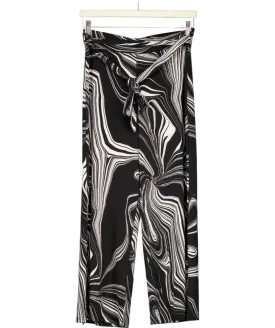 Black Ladies Marble Cropped Trousers UK 6