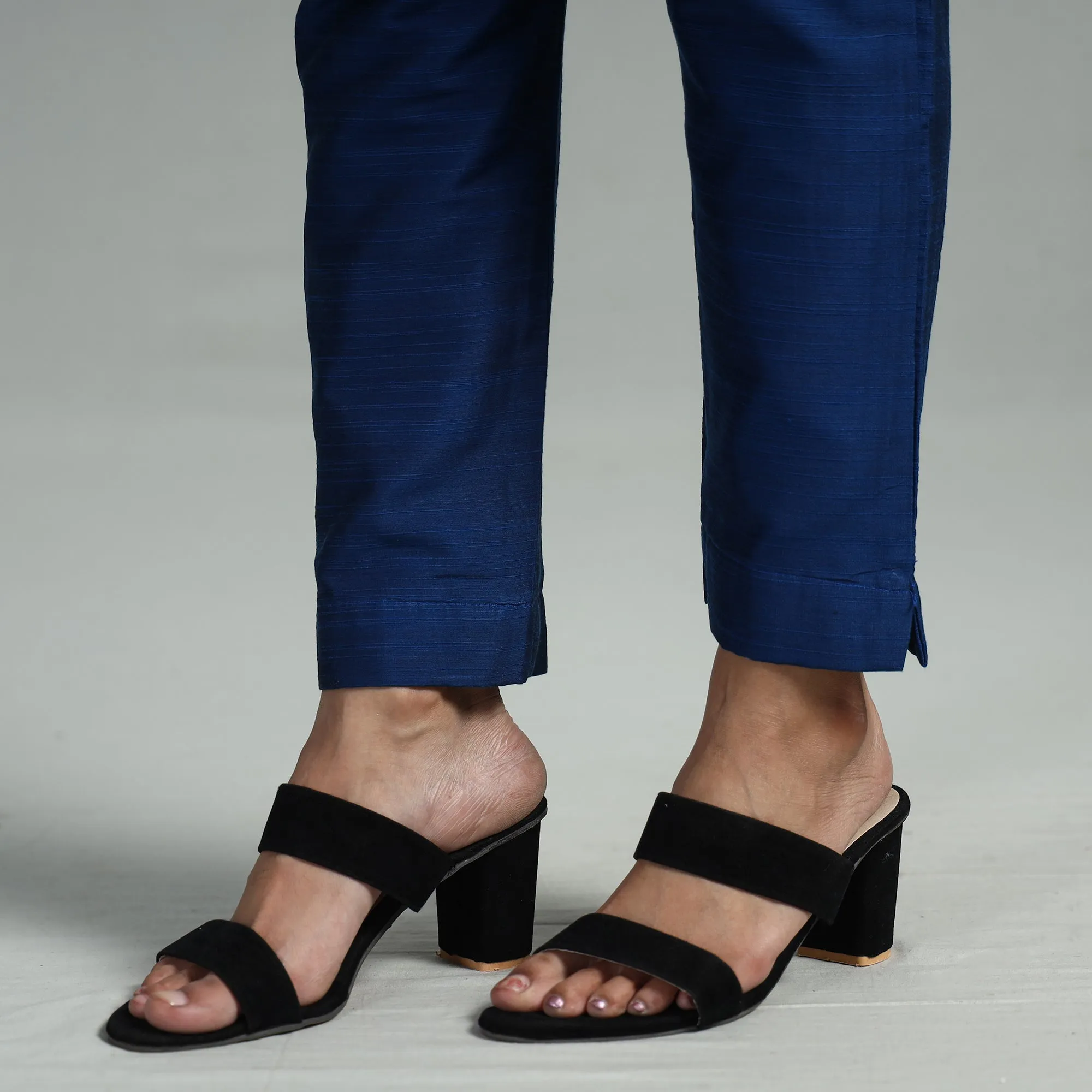 Blue - Silk Tapered Casual Pant for Women 06