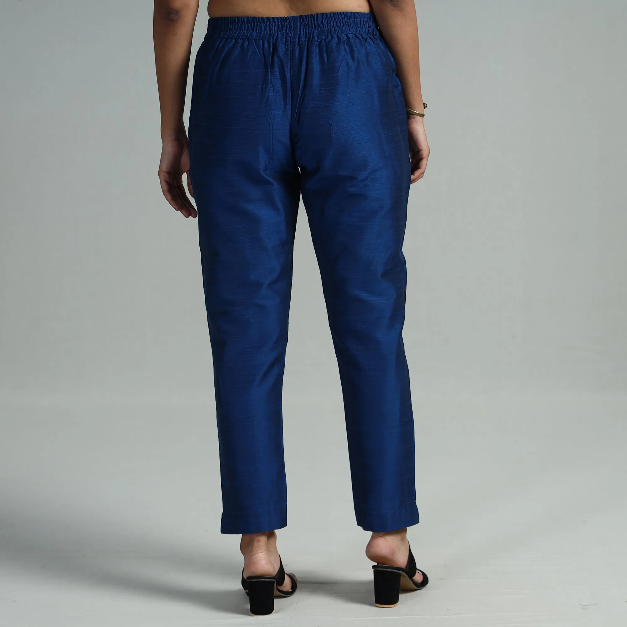 Blue - Silk Tapered Casual Pant for Women 06