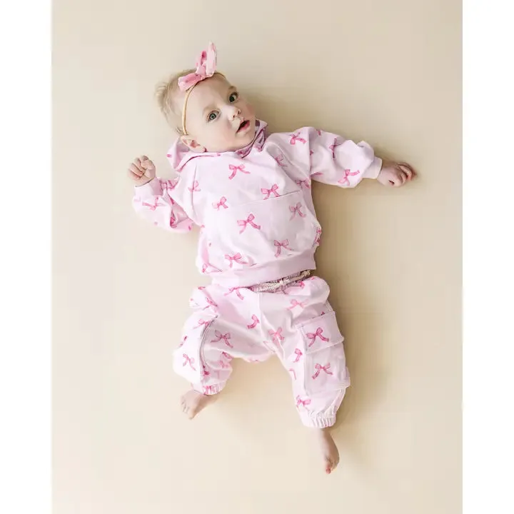Cargo Jogger Set with Pink Bows