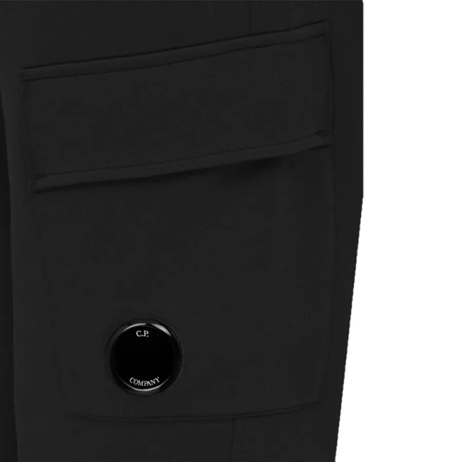 C.P. Company Diagonal Raised Fleece Cargo Sweatpants in Black