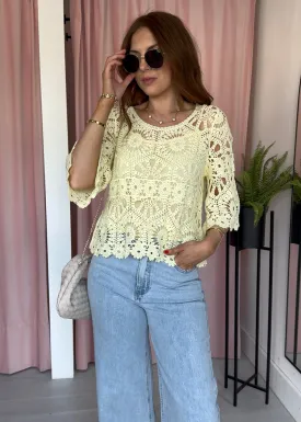 Crochet Top & Vest Set - Lemon