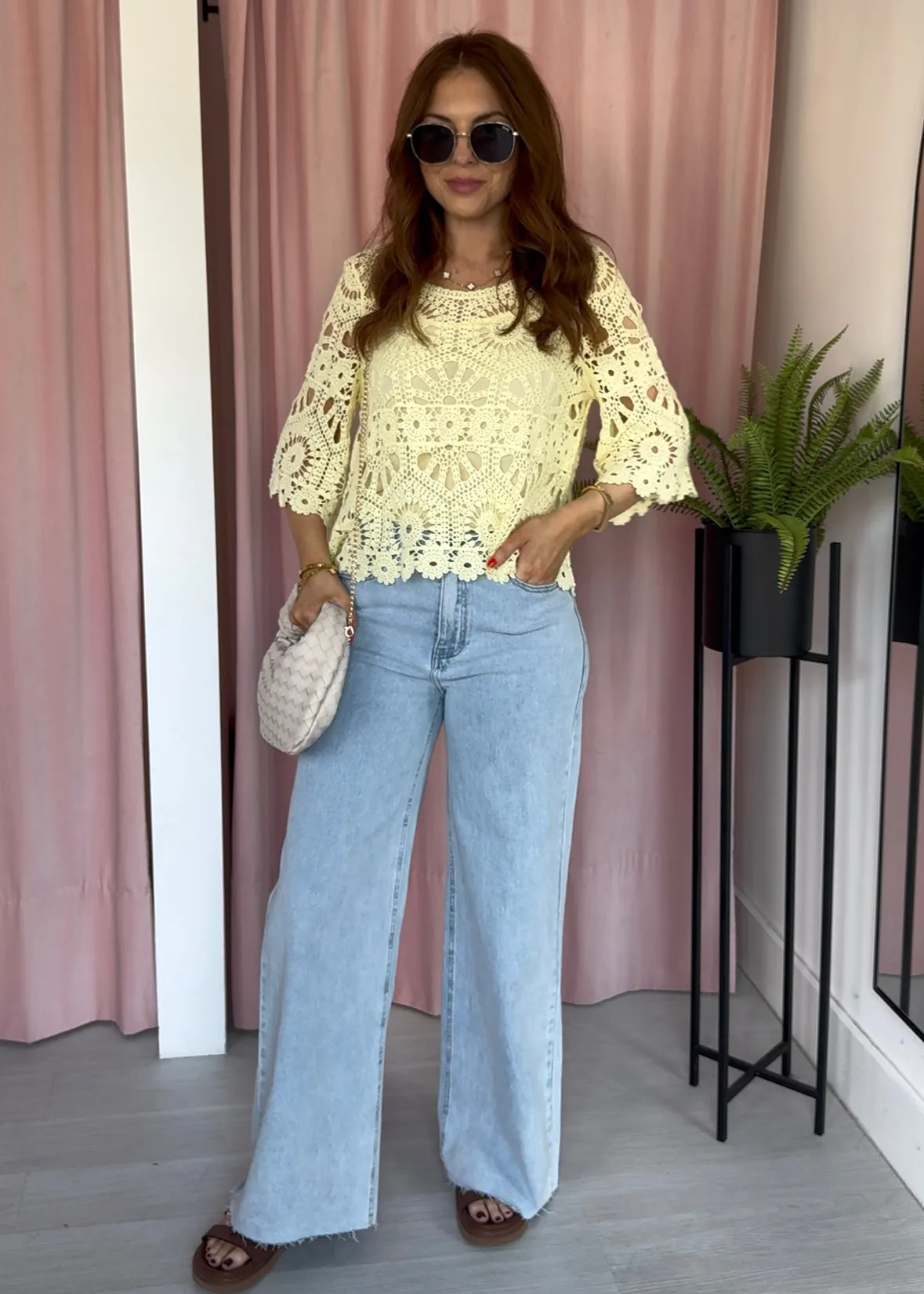 Crochet Top & Vest Set - Lemon