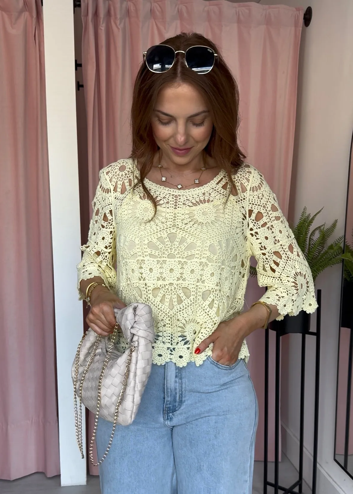 Crochet Top & Vest Set - Lemon