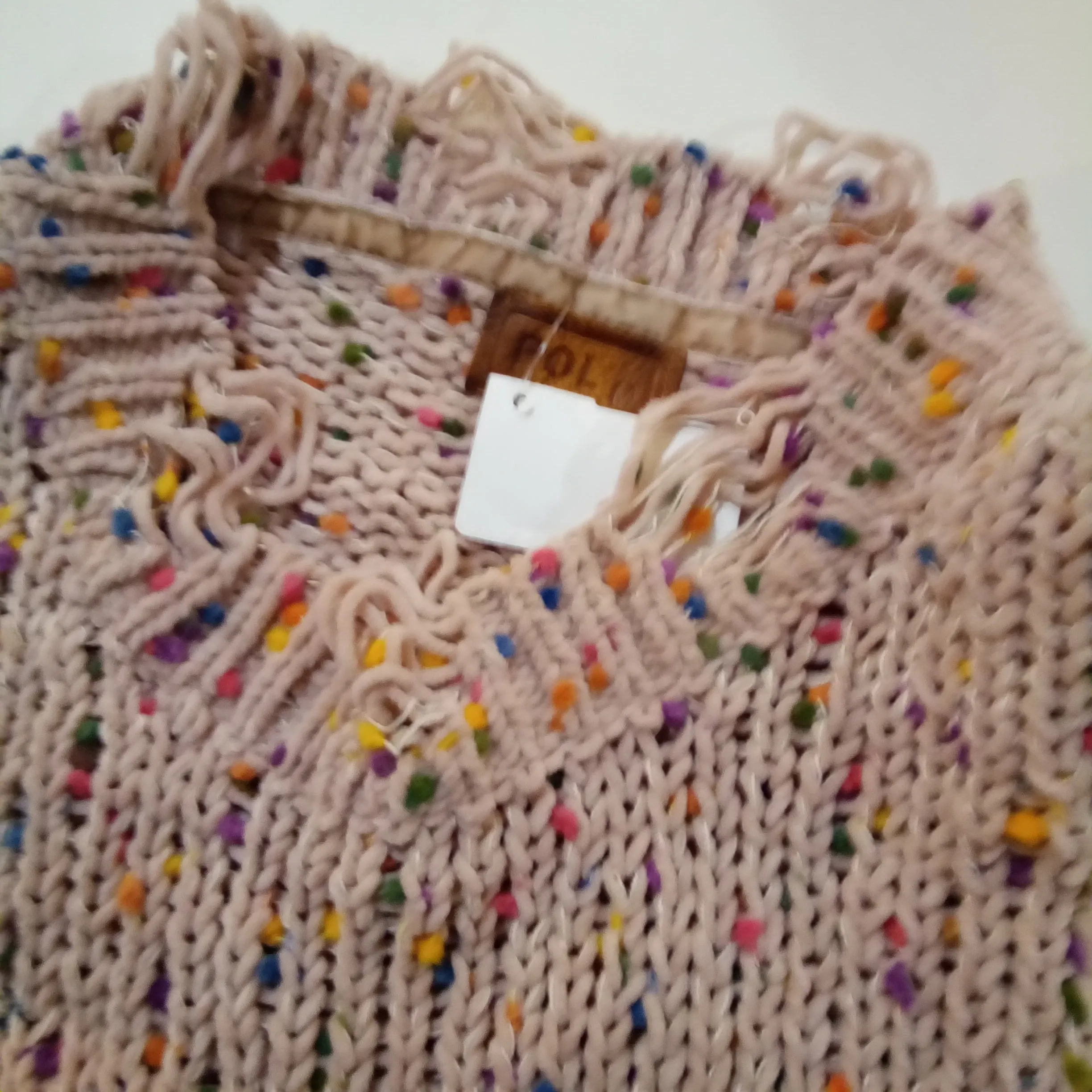 Distressed Cropped Confetti Sweater | POL