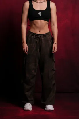 Dual Mia Cargo Sweat Pants in Brown Driftwood Forest Camo