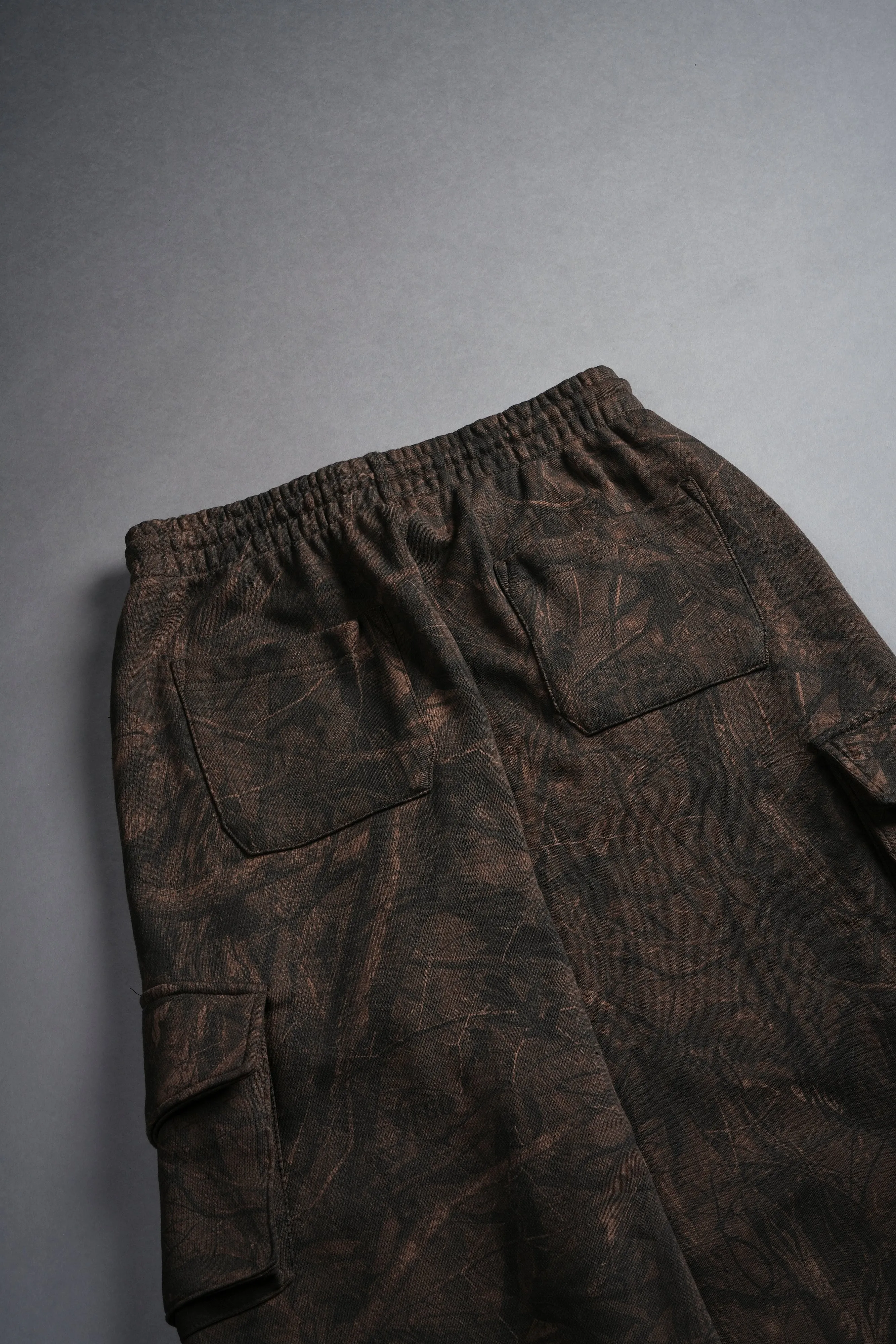 Dual Mia Cargo Sweat Pants in Brown Driftwood Forest Camo