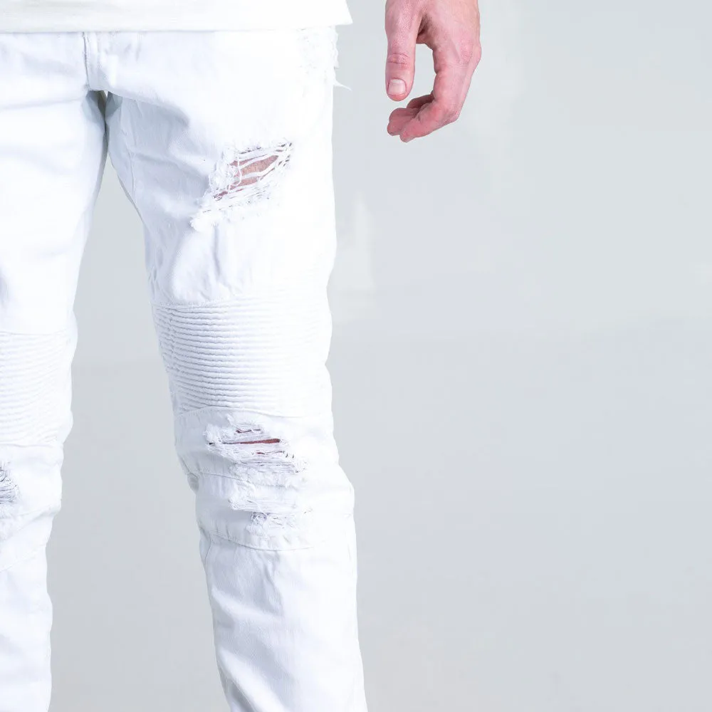 Embellish Daytona Biker Denim Jeans White