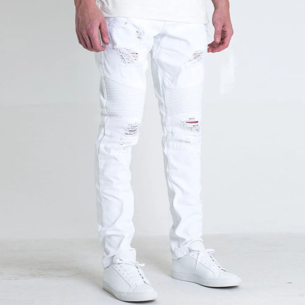 Embellish Daytona Biker Denim Jeans White