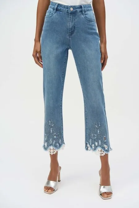 Embellished Highrise Cropped Boot Jeans