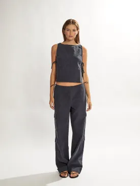 Evie Trousers Navy Cropped