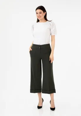 G-Line Khaki Wide Leg Cropped Pants