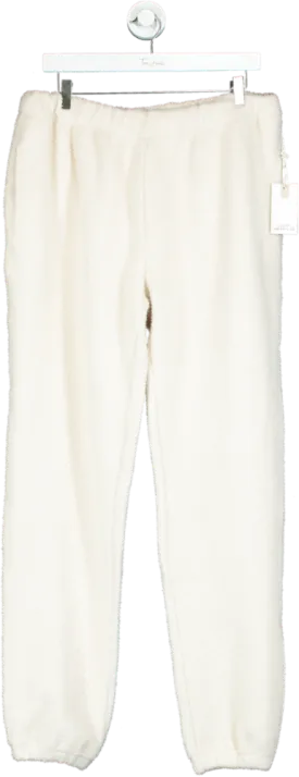 Good American Cream Sherpa Boyfriend Sweatpant UK L