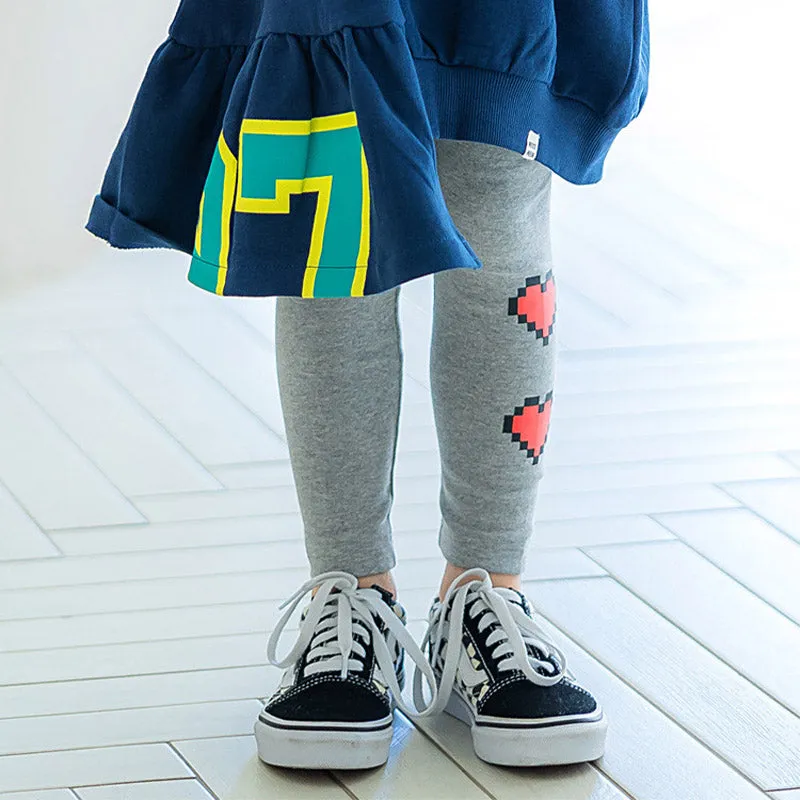 Grey Double Hearts Leggings 2304PM25