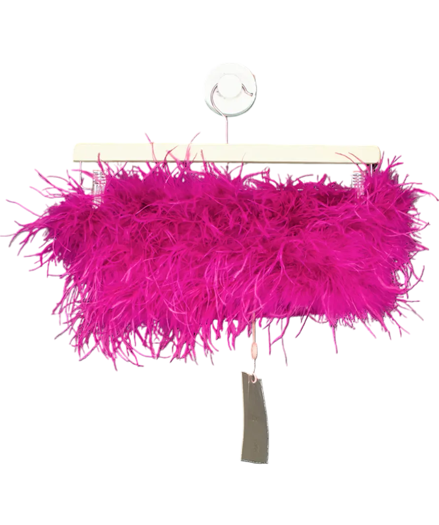 House of CB Pink Fenella Feather Trimmed Bandeau Top UK S