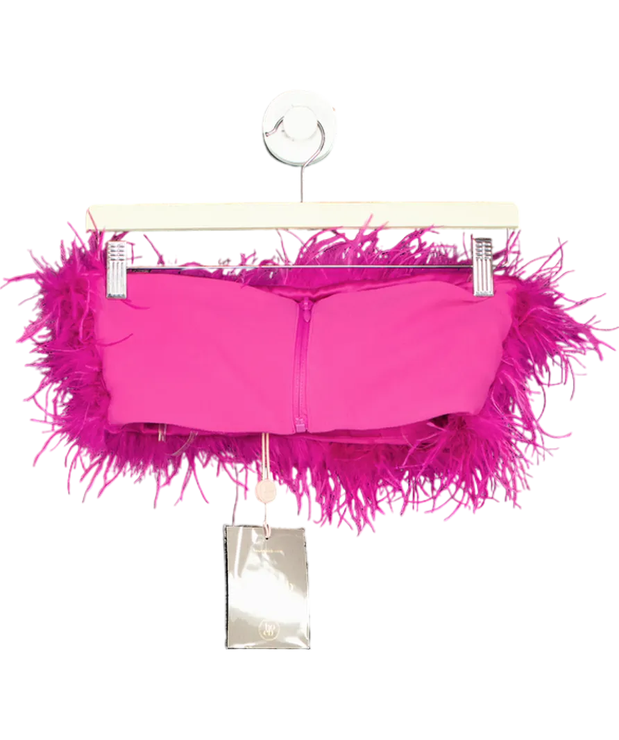 House of CB Pink Fenella Feather Trimmed Bandeau Top UK S