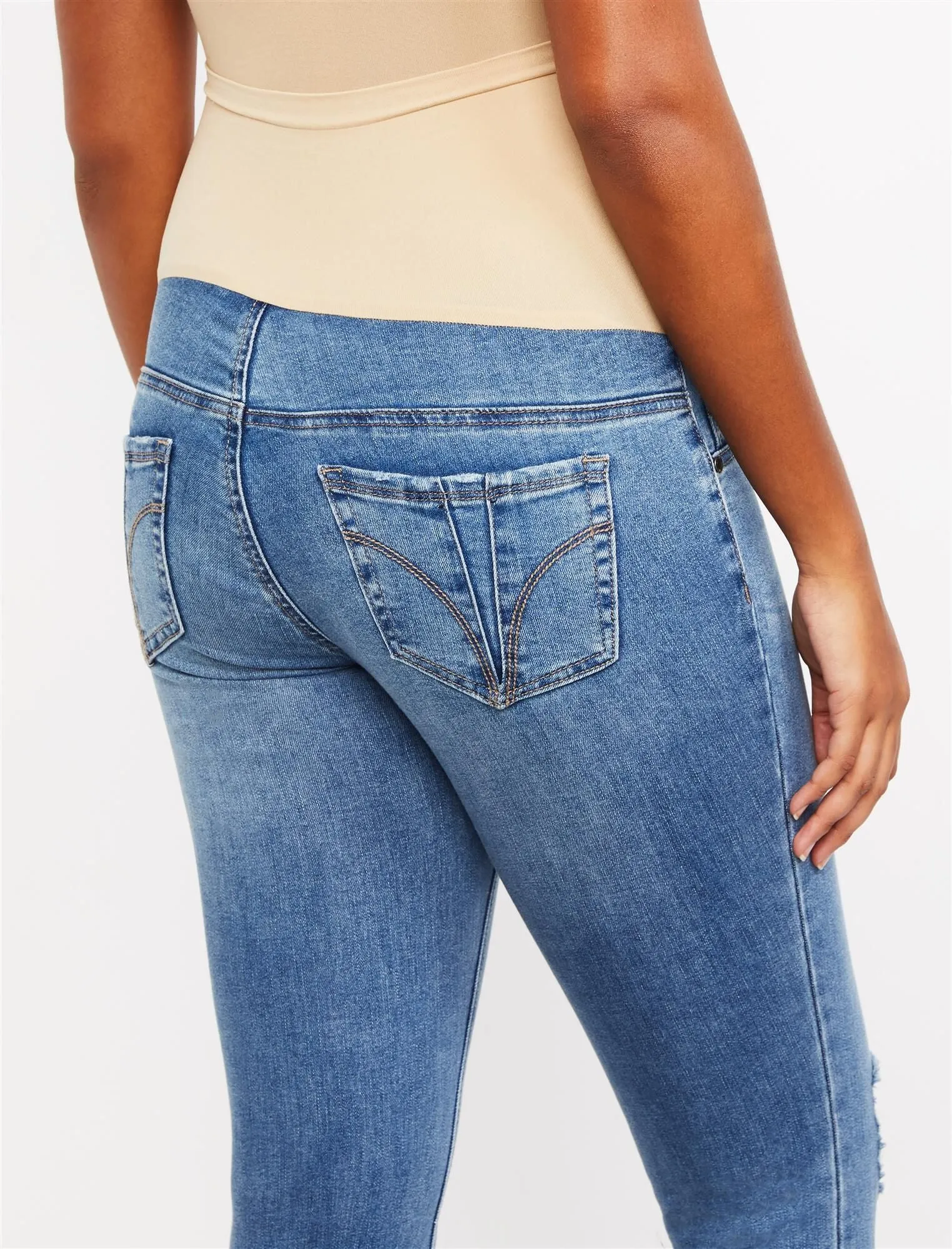 Indigo Blue Secret Fit Belly Super Stretch Skinny Maternity Jeans in Beech