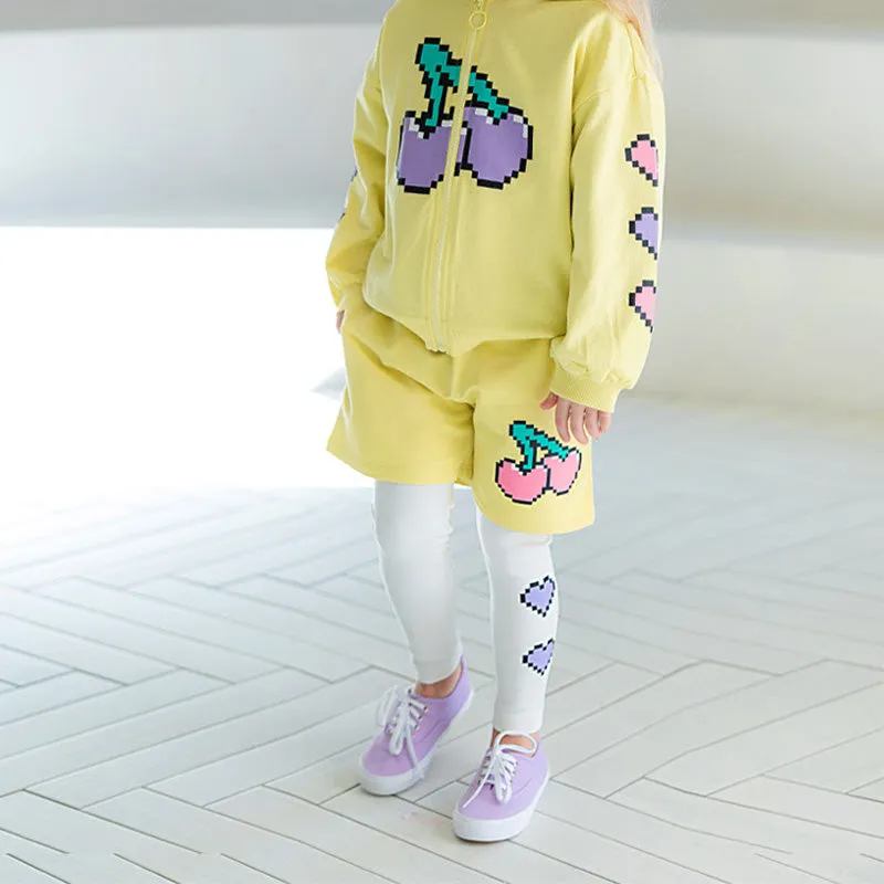 Ivory Double Hearts Leggings 2304PM24