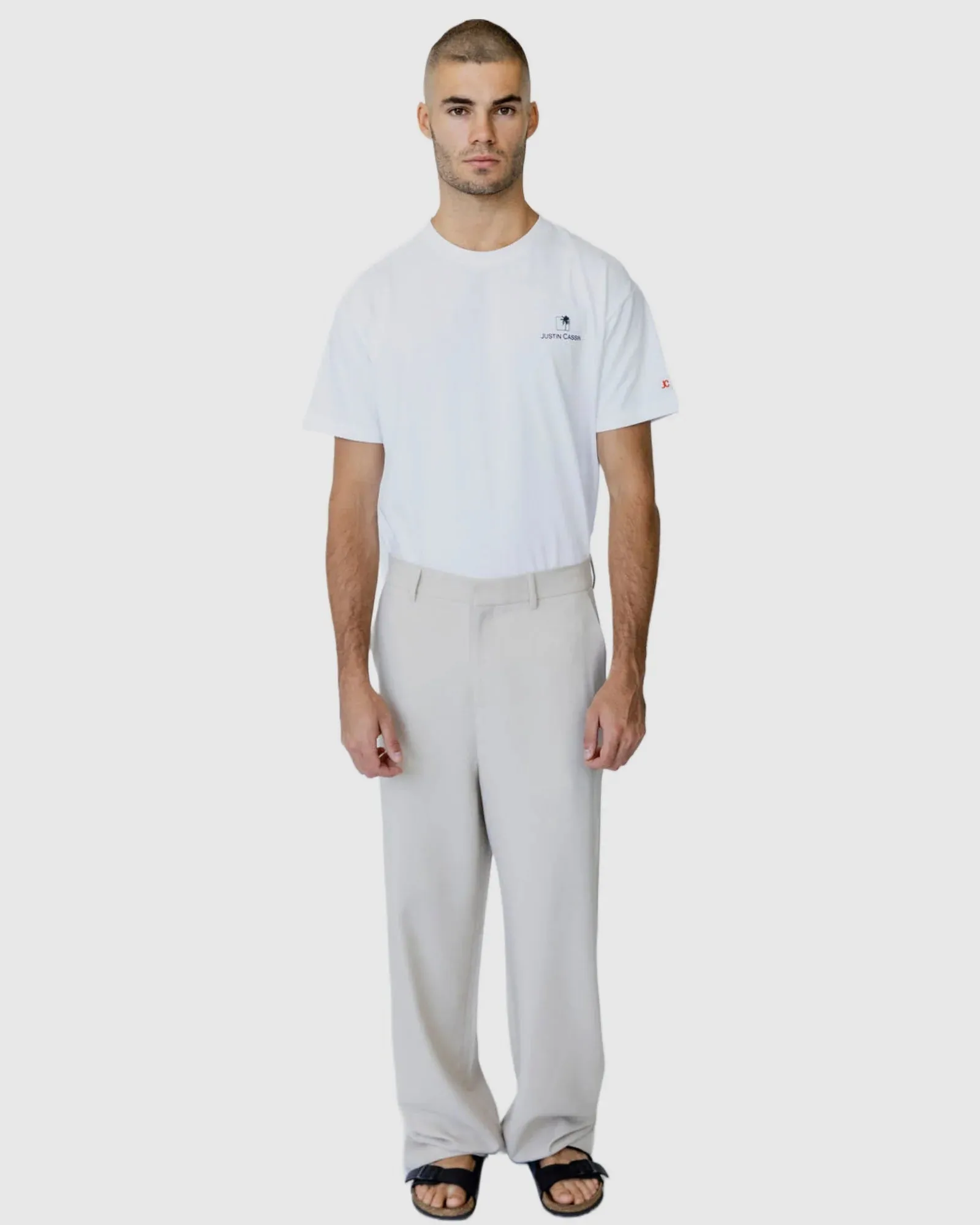 Justin Cassin Reagan Straight Leg Pants in Beige Color