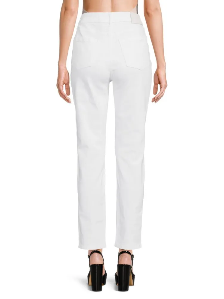 Karl Lagerfeld Paris Straight Jeans with Patch, White Denim