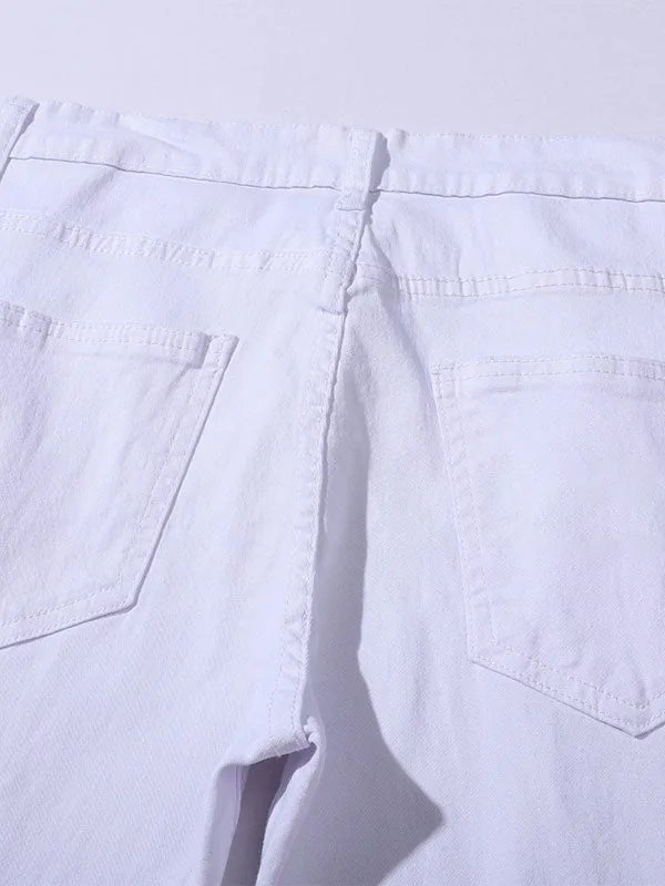 Men's Embroidered Distressed Jeans