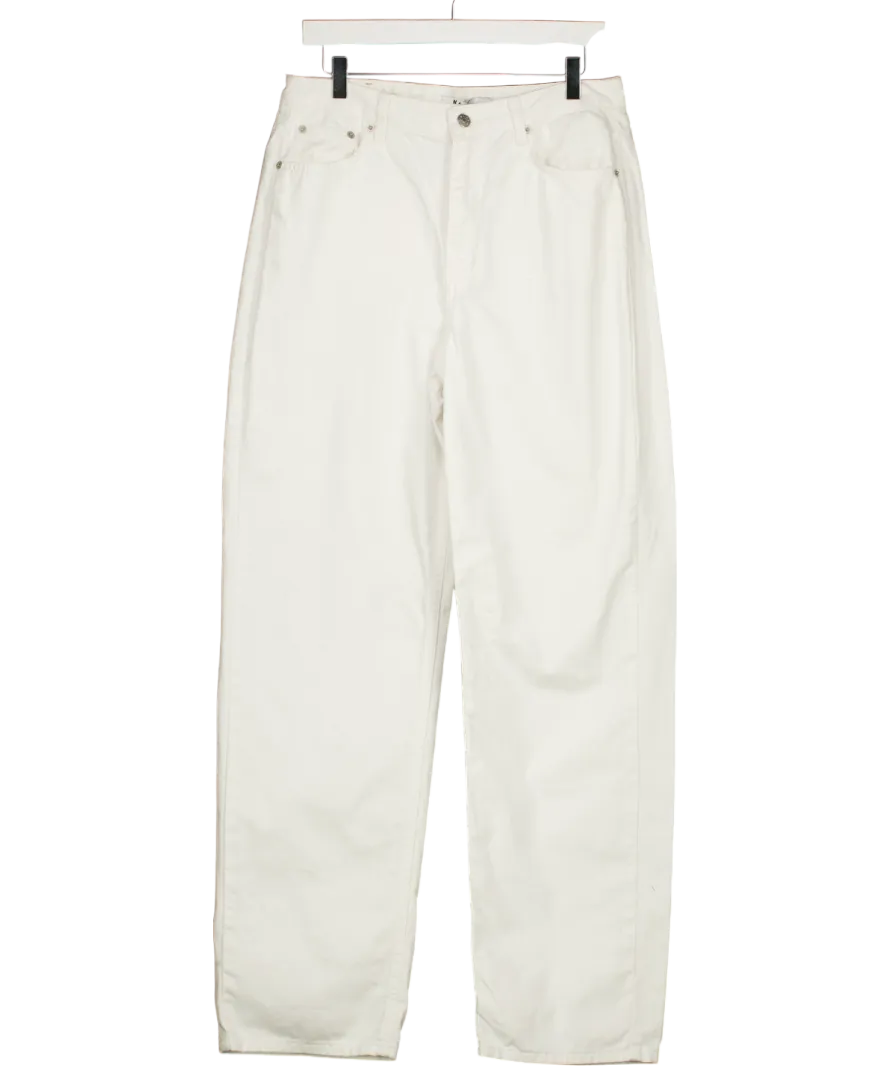 NA-KD White Wide High Waist Jeans UK 18