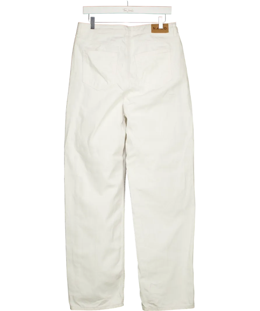 NA-KD White Wide High Waist Jeans UK 18