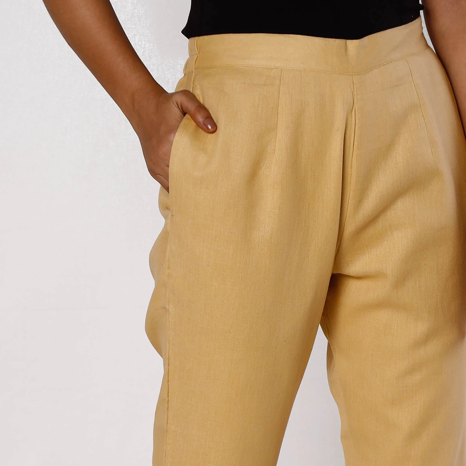 Navajo Yellow Flex Cotton Tapered Casual Pant for Women