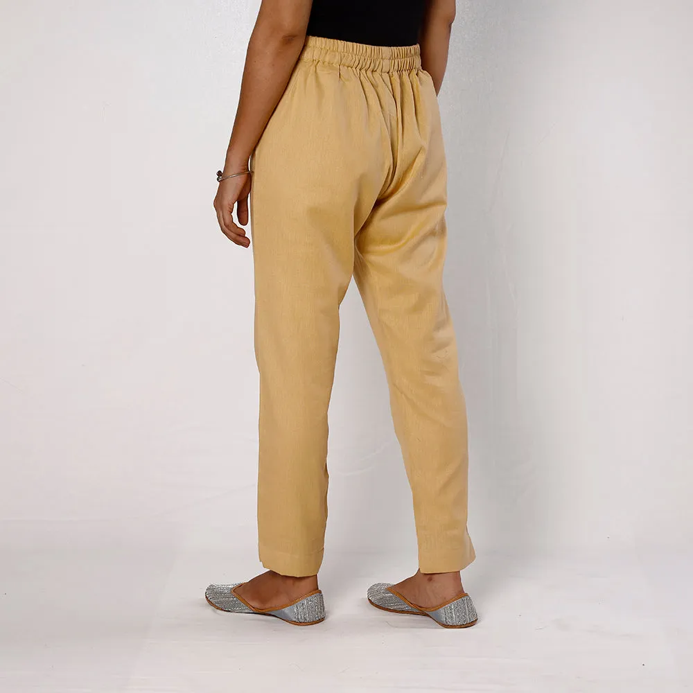 Navajo Yellow Flex Cotton Tapered Casual Pant for Women