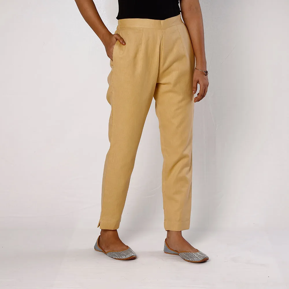 Navajo Yellow Flex Cotton Tapered Casual Pant for Women