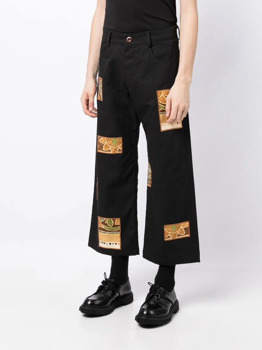 Patch-Detail Cropped Trousers