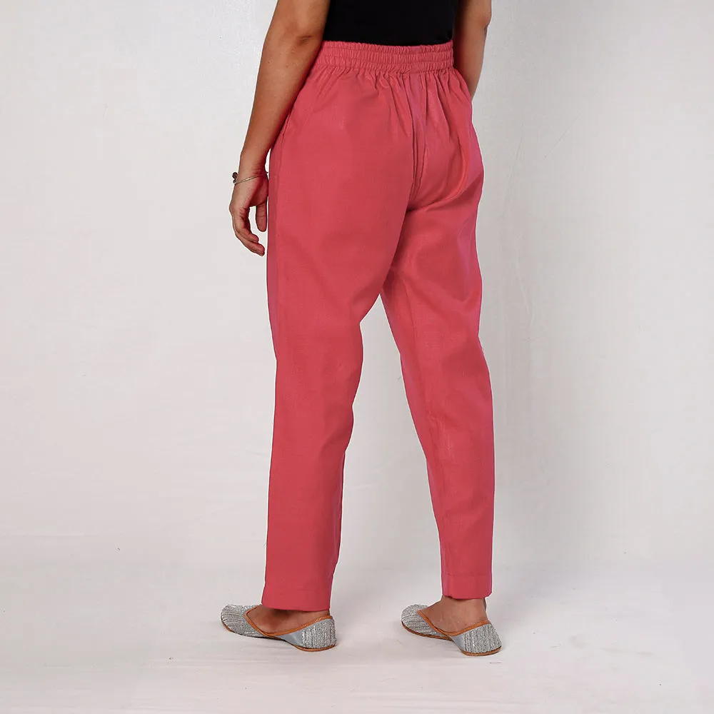 Pink - Flex Cotton Tapered Casual Pant for Women