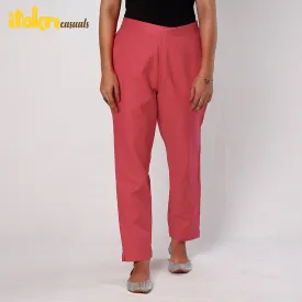 Pink - Flex Cotton Tapered Casual Pant for Women