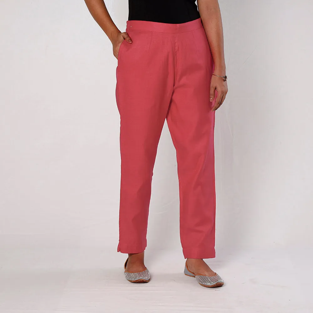 Pink - Flex Cotton Tapered Casual Pant for Women