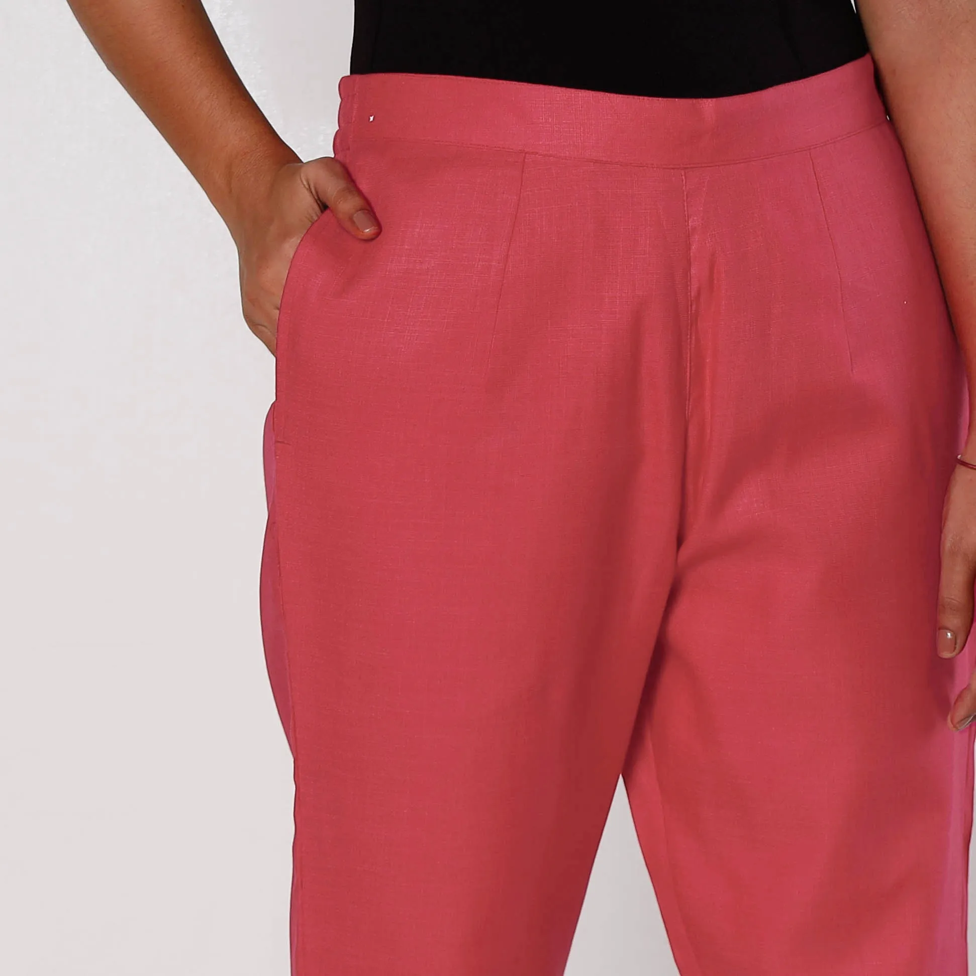 Pink - Flex Cotton Tapered Casual Pant for Women