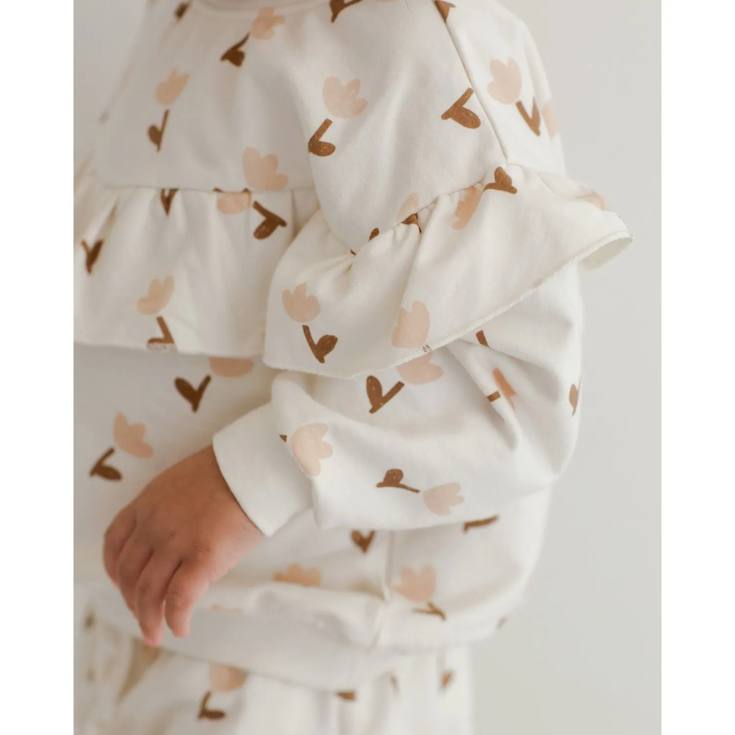 Quincy Mae Ruffle Fleece Sweatshirt - Tulips