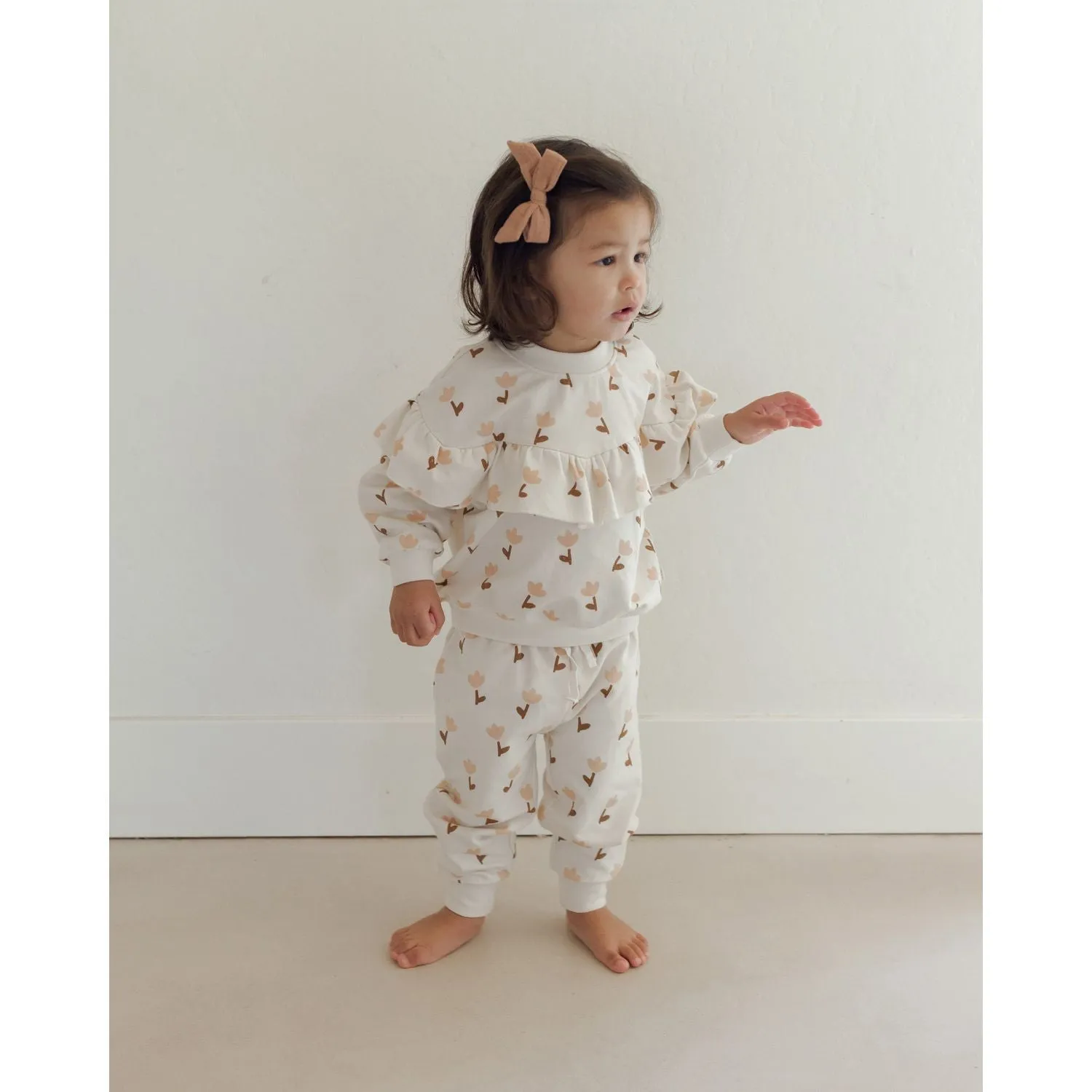 Quincy Mae Ruffle Fleece Sweatshirt - Tulips