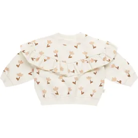 Quincy Mae Ruffle Fleece Sweatshirt - Tulips
