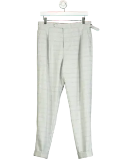 REISS Grey Slim Fit Prince Of Wales Rolled Hem Trousers W30