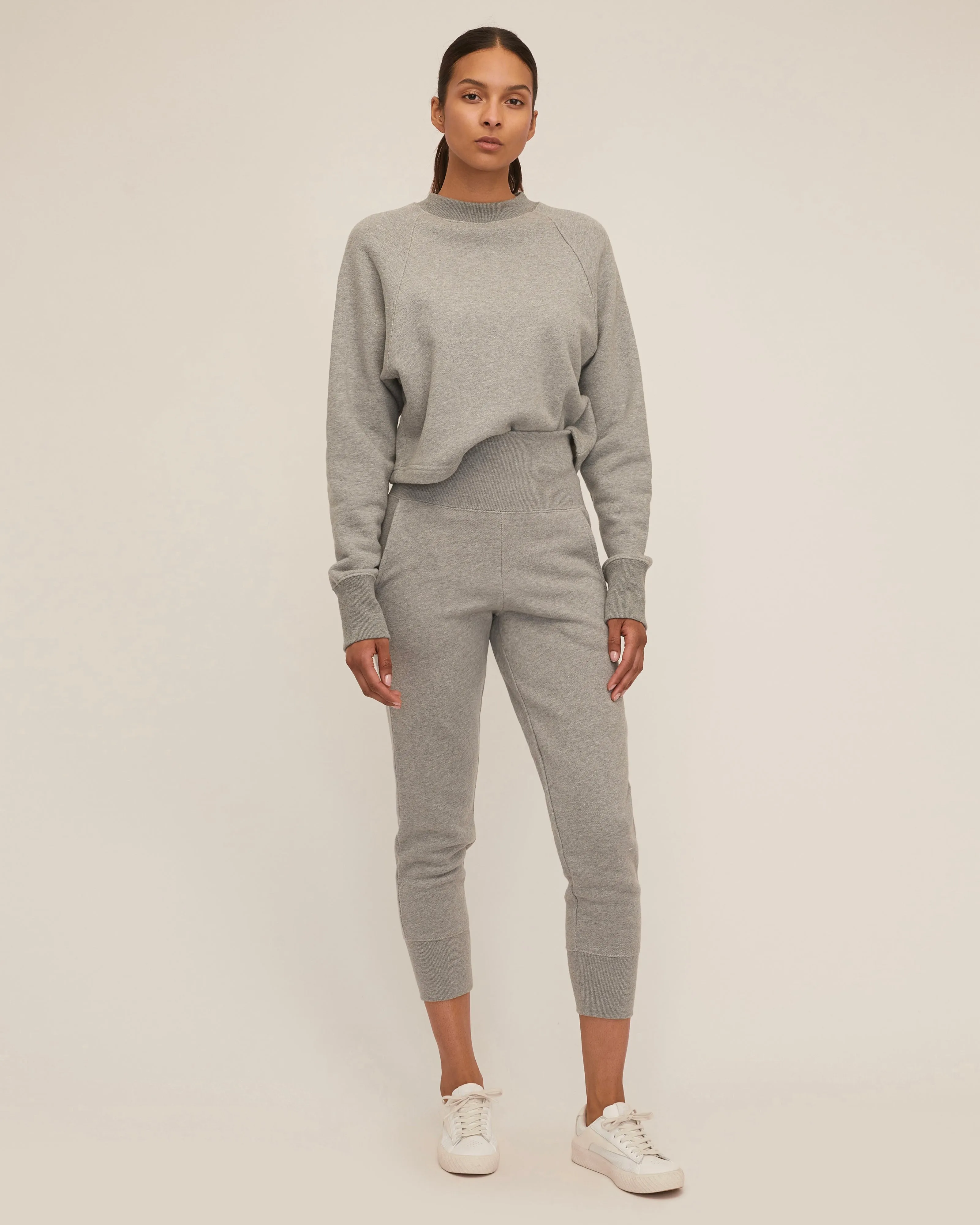 So High Waisted French Terry Sweatpants in Heather Grey