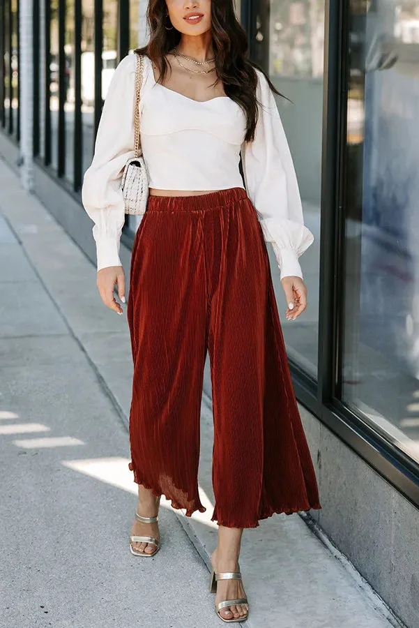 Tracey Plisse Elastic Waist Cropped Pants