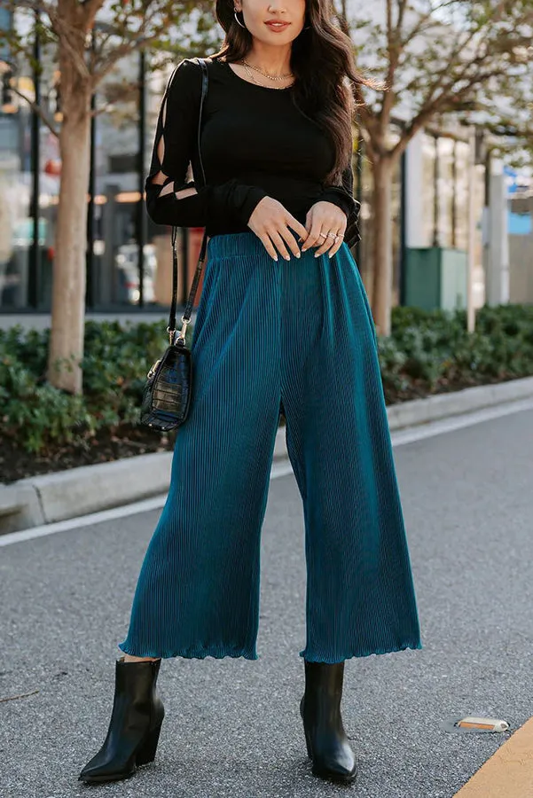 Tracey Plisse Elastic Waist Cropped Pants