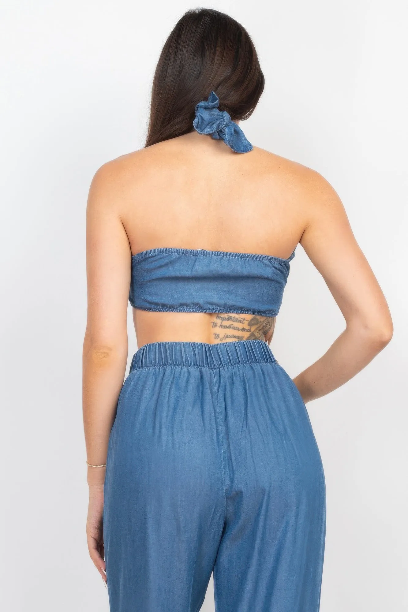 Tube Tied Top & Wide Pants Set