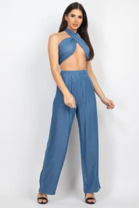 Tube Tied Top & Wide Pants Set
