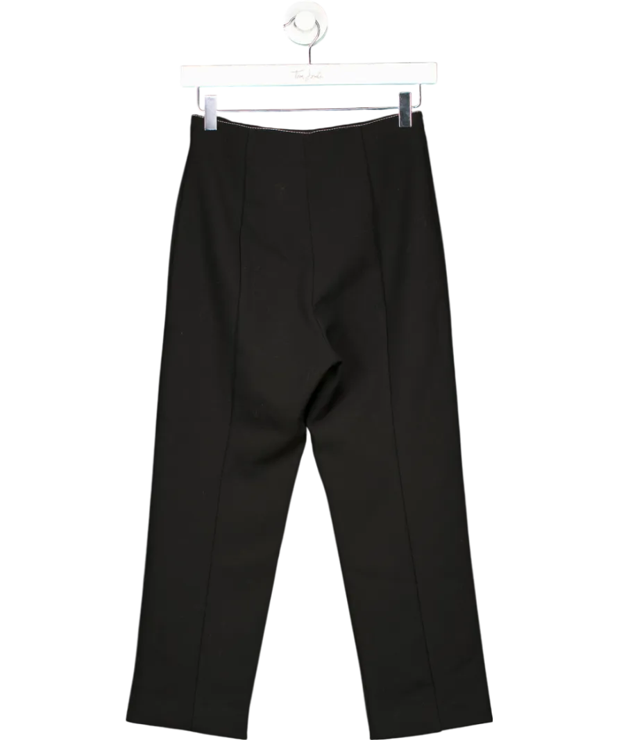 Uterque Black Contrast Stitch Cropped Trousers UK XS