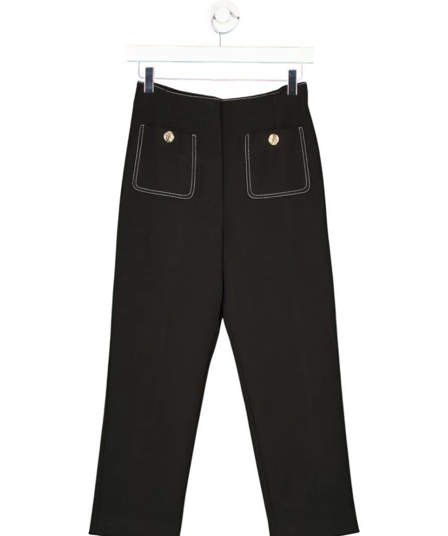 Uterque Black Contrast Stitch Cropped Trousers UK XS