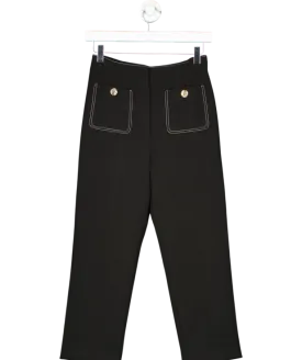 Uterque Black Contrast Stitch Cropped Trousers UK XS