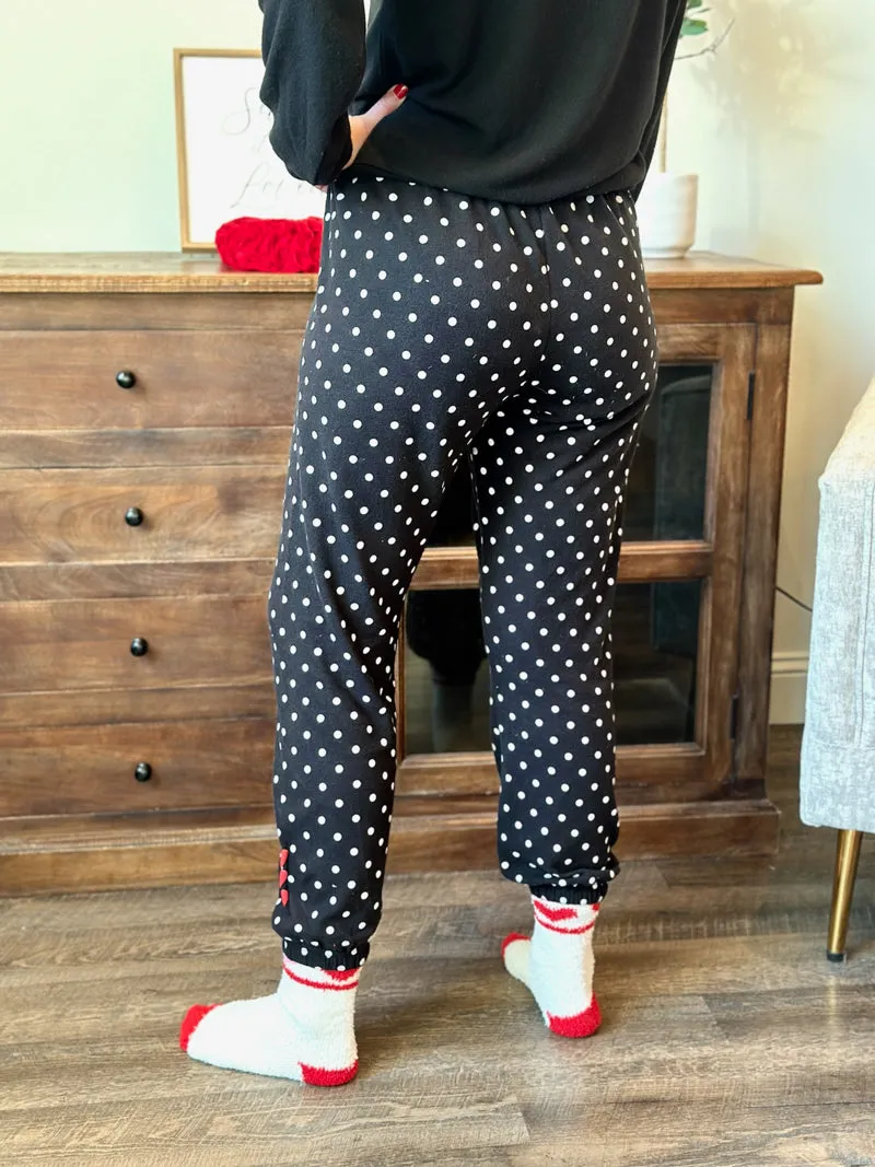 Z Supply Polka Dot Knit Jogger - Black